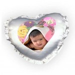 White Heart Frill Cushion With Personalized Photo